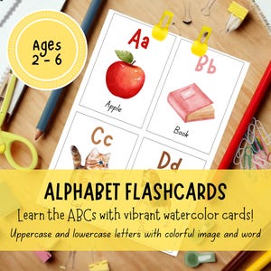 Alphabet Flashcards Printable, ABC Flashcards, Preschool Letter Flashcards, Kindergarten Alphabet Card, Upper and Lowercase Letter Flashcard