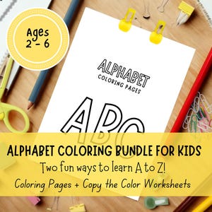 Alphabet Coloring Bundle for Toddlers, Preschool ABC Printables, ABC Copy the Color, ABC Coloring Pages, Letter Recognition Worksheets