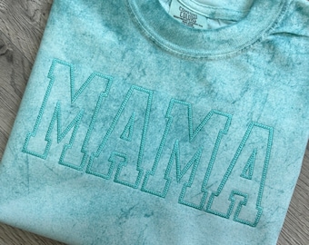 Comfort Colors MAMA Embroidered Tee - Color Blast Tie Dye