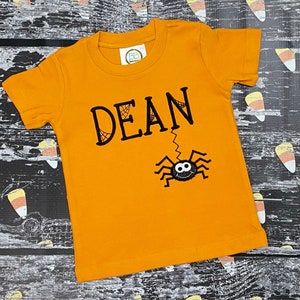 Embroidered Spider Applique Halloween Shirt: Personalized Toddler & Youth