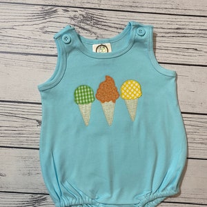 Ice Cream Party Unisex Bubble Romper Bodysuit Baby Gift Monogram Monogrammed Boy&#39;s summer outfit clothes