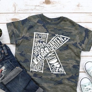 Camo Kindergarten Here I Come Shirt First Day of School Shirt Tee