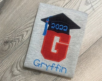 Kindergarten or Preschool Graduation Shirt Tee Last day of school Ceremony Photos Applique Graduation Cap Pre K Elementary