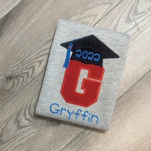 Personalized Graduation Shirt: Applique Initial & Cap, Preschool, Kindergarten