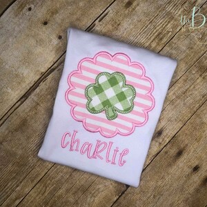 Scalloped Shamrock Pink and Green St. Patrick&#39;s Day Shirt Girls Toddler Big Girl School