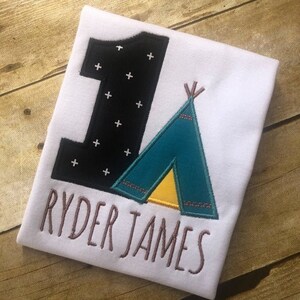 Teepee Birthday Shirt Black Teal Orange Yellow  Birthday shirt Tribal Trendy Wild One Two Wild Young Wild Three Four The Wild Five is Wild