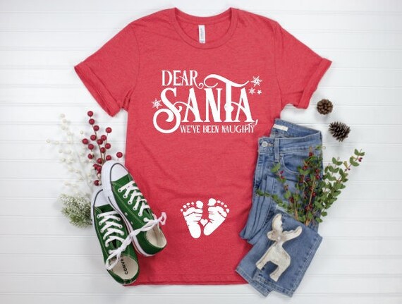 We've Been Naughty Funny Christmas Baby Pregnancy Reveal T-Shirt We've Been Naughty Funny Christmas Baby Pregnancy Reveal T-Shirt