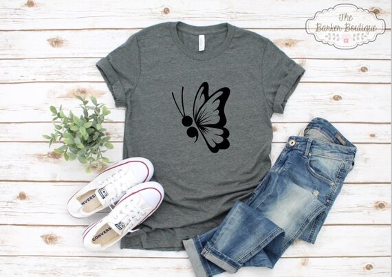 Womens Semicolon Project Mental Health Awareness Butterfly Shirt Womens Semicolon Project Mental Health Awareness Butterfly Shirt