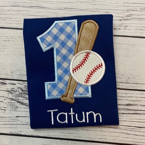 Rookie Year Birthday Shirt Baseball Birthday Tee Number Shirt First Birthday Boy&#39;s Birthday Shirt Theme Navy Light Blue Ages 1-9 Available