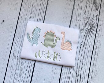 Embroidered Dinosaur Applique Shirt: Personalized Dino Birthday Gift