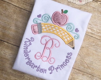 Kindergaren Princess First Day of School Shirt Outfit Trendy Back to School Mint Lavendar Pink Shirt Princess Tiara