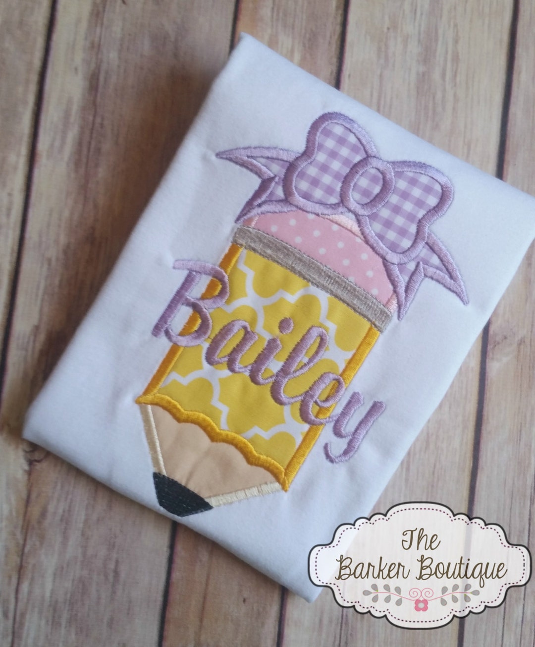 Girl's Back to School Pencil Bow Shirt Etsy