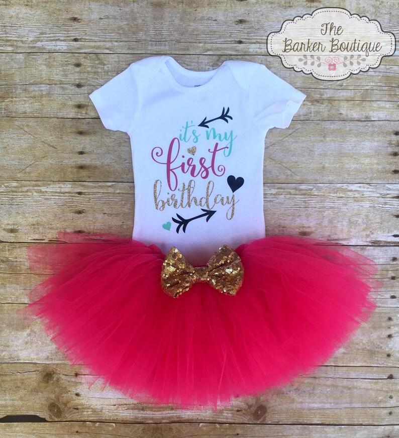 Mint Pink Gold First Birthday Girl Tutu Outfit 1st Birthday Photo Shoot Cake Smash