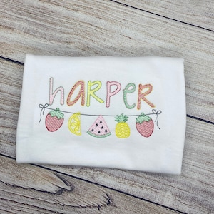 Monogrammed Fruit Shirt Boutique Two-tti Fruity Birthday Shirt with Pineapple Watermelon Strawberry