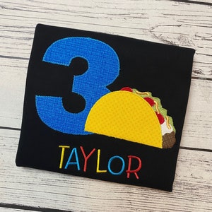 Taco TWOsday Cinco De Mayo Birthday Shirt Taco Mexican Food Fiesta Kid's Birthday Party Applique Shirt Tee