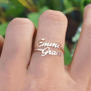 Anillo personalizado con dos nombres: anillo ajustable personalizado con dos nombres, para él y para ella, anillo de pareja, regalo para hermanas, anillo para madre e hija.