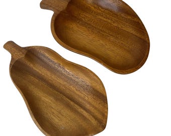 Juego de 2 cuencos vintage de madera Monkeypod para caramelos y nueces, fabricados en Filipinas MCM