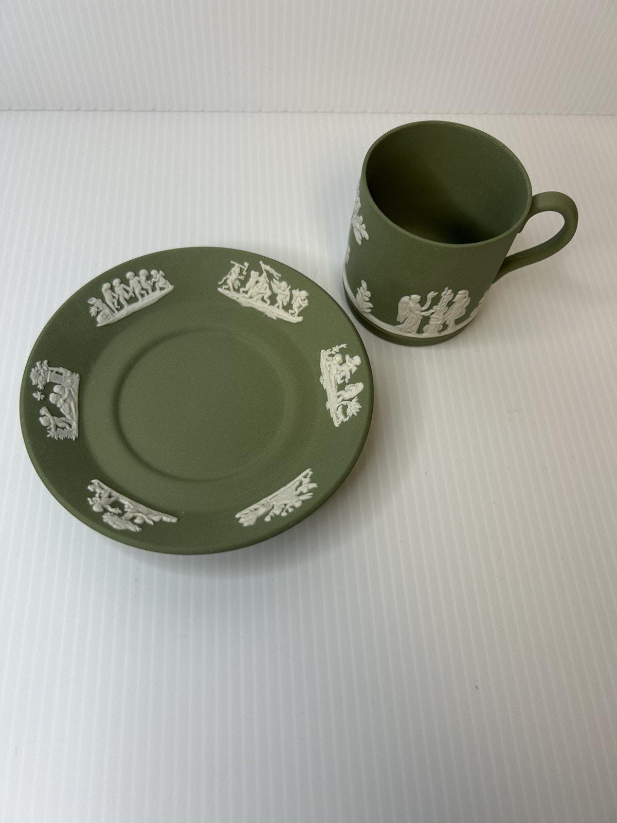 Wedgwood jasperware sage green cup and saucer - Etsy 日本