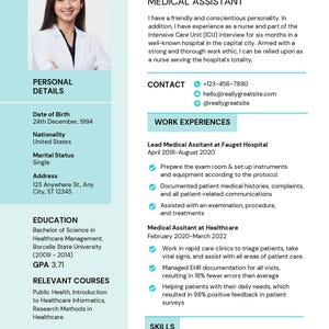 Nursing Resume Template for Google Docs, Word & Pages, Registered Nurse Resume, Remote Nurse, New Grad Nurse Practitioner Resume CV Template
