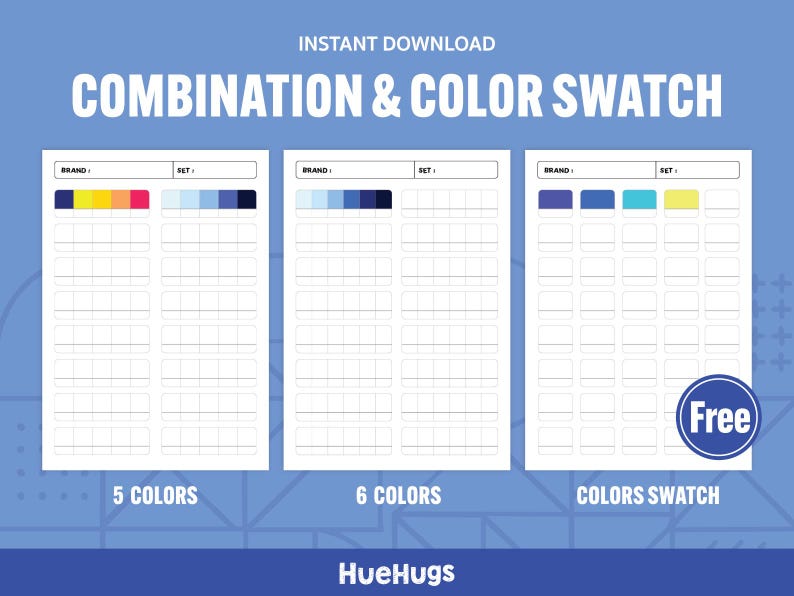 Color Combination Chart: Printable Palette Practice Sheets (PDF ...