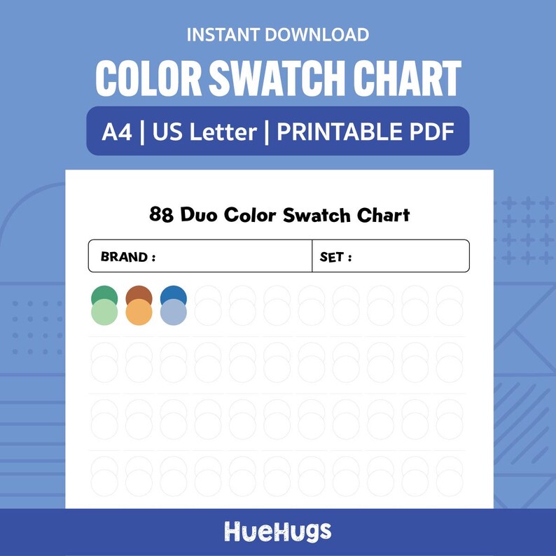88 Duo Color Swatch Chart: Marker Color Tracker (A4/US Letter PDF) - Etsy
