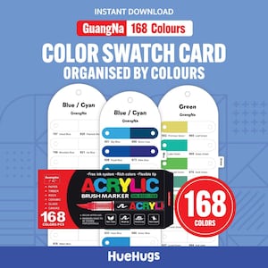 GuangNa 168 Acrylic Marker Swatch Card: Printable Color Chart (PDF Download)