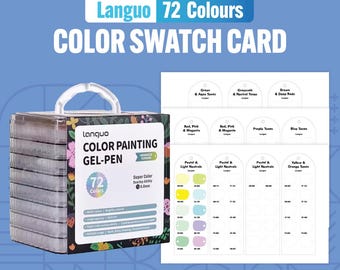 Plantilla de muestrario de bolígrafos de gel Languo de 72 colores: Tabla de colores imprimible (descarga digital)