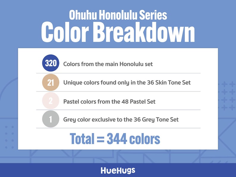Ohuhu Honolulu 344(new Code) Marker Chromatic Swatch Cards – Printable ...