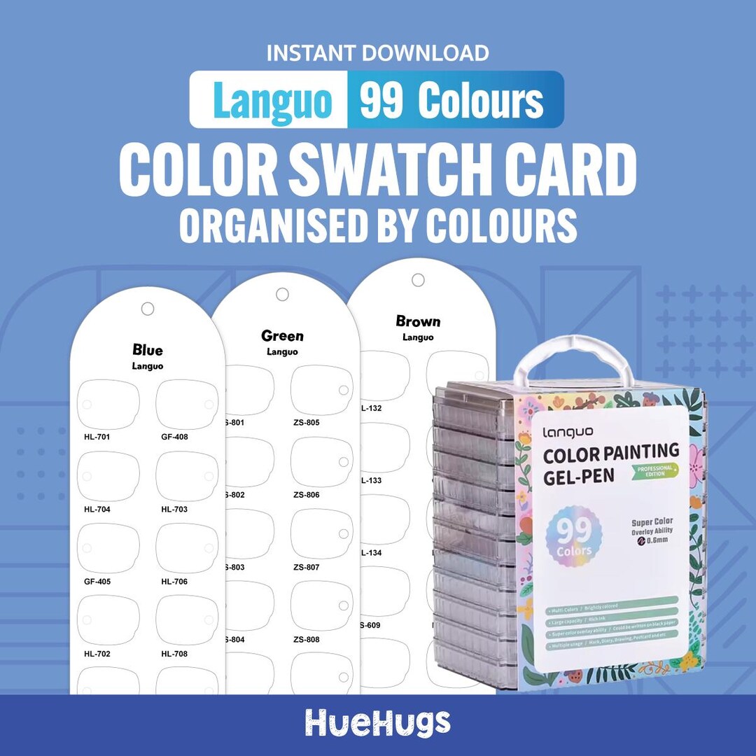 99 Color Gel Pen Swatch Chart – Sorted by Hue & Tone | Printable ...