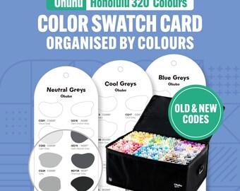 Ohuhu Honolulu 320 Marker Chromatic Swatch Cards – Printable Color Chart | Instant Download