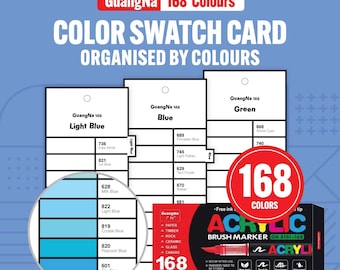 Guangna Acrylic Marker Swatch Template: 168 Color Chart, Hearts