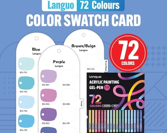 72 Color Swatch Card Template for Languo Gel Pens (PDF Download A4/Letter Size)