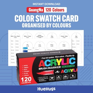 GuangNa Marker Color Swatch Card: 120 Acrylic Brush Colors (PDF Download A4/US Letter)