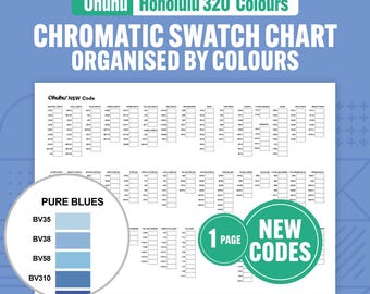 Ohuhu Honolulu 320 Marker Swatch Chart: Chromatic Color Guide (PDF Download)