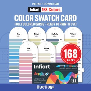 Infiart 168 Marker Swatch Card | Fully Colored PDF | Printable Color Chart for Acrylic Markers
