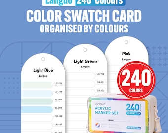 Languo 240 Acrylic Marker Swatch Card: Printable Color Chart (PDF Download A4/US Letter)
