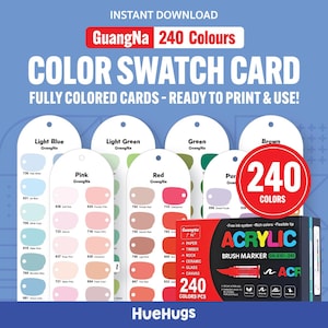 GuangNa Acrylic Marker Swatch | 240 Color Chart | Fully Colored PDF (Printable Download)