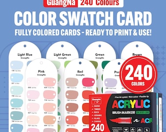 GuangNa Acrylic Marker Swatch | 240 Color Chart | Fully Colored PDF (Printable Download)
