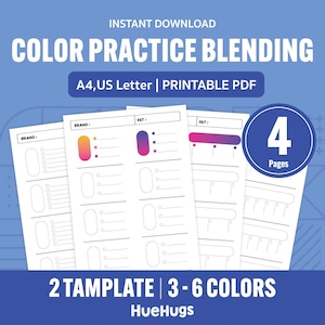 Color Blending Practice Sheets: Printable Templates for Markers & Pencils (PDF Download A4/US Letter)