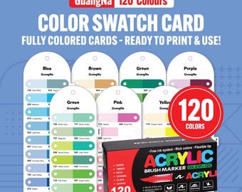 GuangNa Acrylic Marker Swatch | 120 Color Chart | Fully Colored PDF (Printable Download)