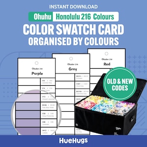Ohuhu Honolulu 216 (New Code) Marker Chromatic Swatch Cards - druckbare Farbkarte | Sofort Download