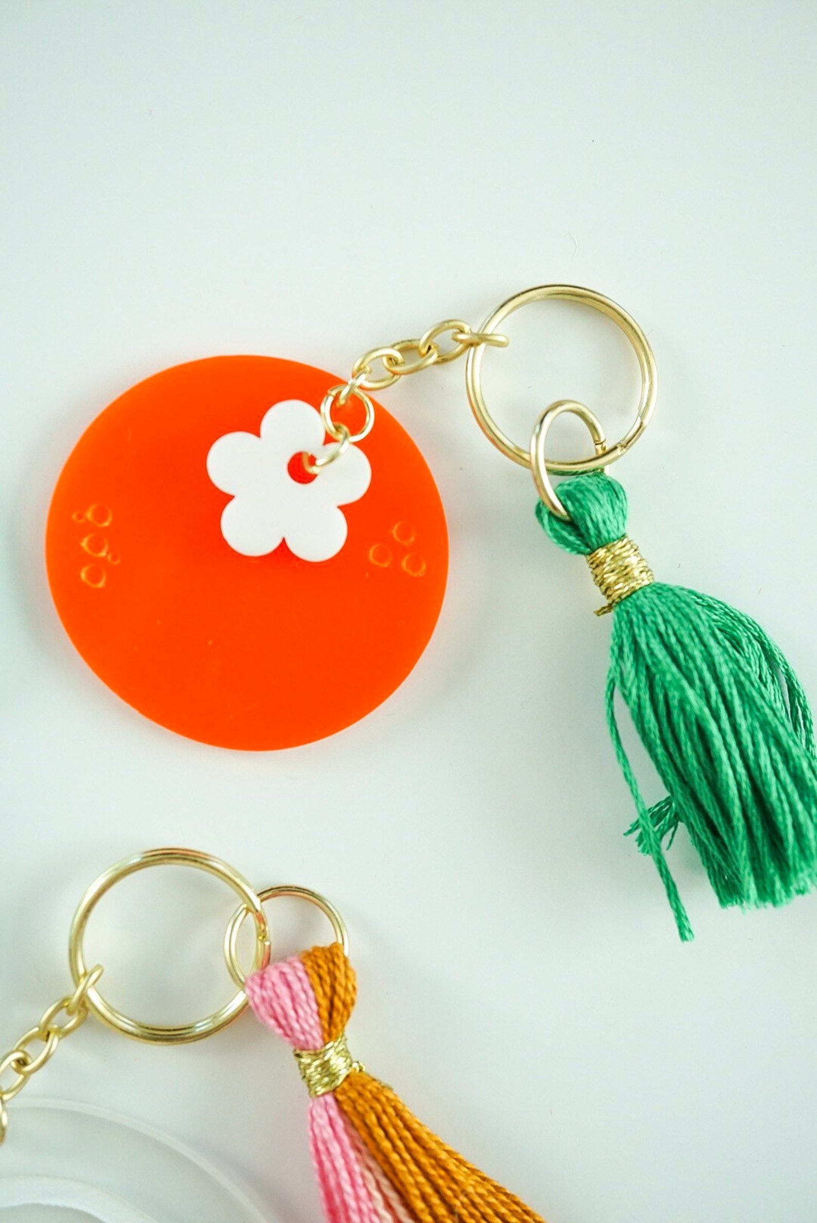 Orange Keychain with Tassel Etsy