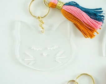 Kitty Cat Keychain with Tassel