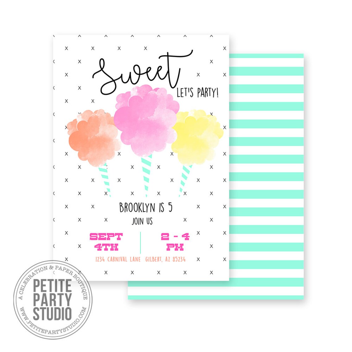 Cotton Candy Printable Party Invitation Birthday or Baby | Etsy