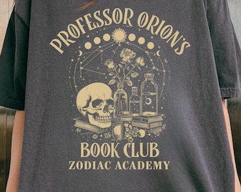 Camiseta de la Academia del Zodíaco con Colores Cómodos, Camiseta del Club del Libro del Profesor Orión, Camiseta del Círculo Interno, Camiseta del Lector de Fantasía, Regalo para Lectores