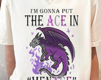 Camiseta de colores cómodos del Orgullo Asexual de Dragón, camiseta divertida de fantasía Ace, camiseta LGBT Weirdcore, ropa de Orgullo Asexual, camiseta de regalo Queer TTRPG