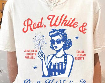 Red White Blue Protest Comfort Colors Shirt, Anti Fourth of July Tee, Political Graphic T-Shirt, Funny USA Sarcastic Tee