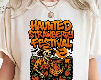 Koszulka Summerween Skeleton Comfort Colors, Upiorna letnia koszulka, Koszulka Strawberry Halloween, Słodka koszulka Halloweener, Prezent na Halloween na cały rok