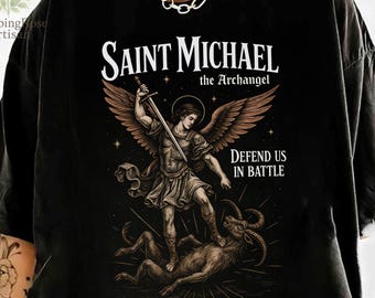 T-shirt The Archangel Comfort Colors, T-shirt Vintage Angel, T-shirt Met Esthetisch Religieus T-shirt, T-shirt Spiritueel Streetwear