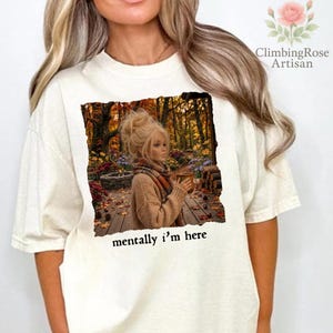 Mentally I Am Here PNG, Funny Autumn Doll Face Design, Fall Pumpkin Spice Latte PNG, Cozy Fall Graphic, Cute Sarcastic PNG Download image 4